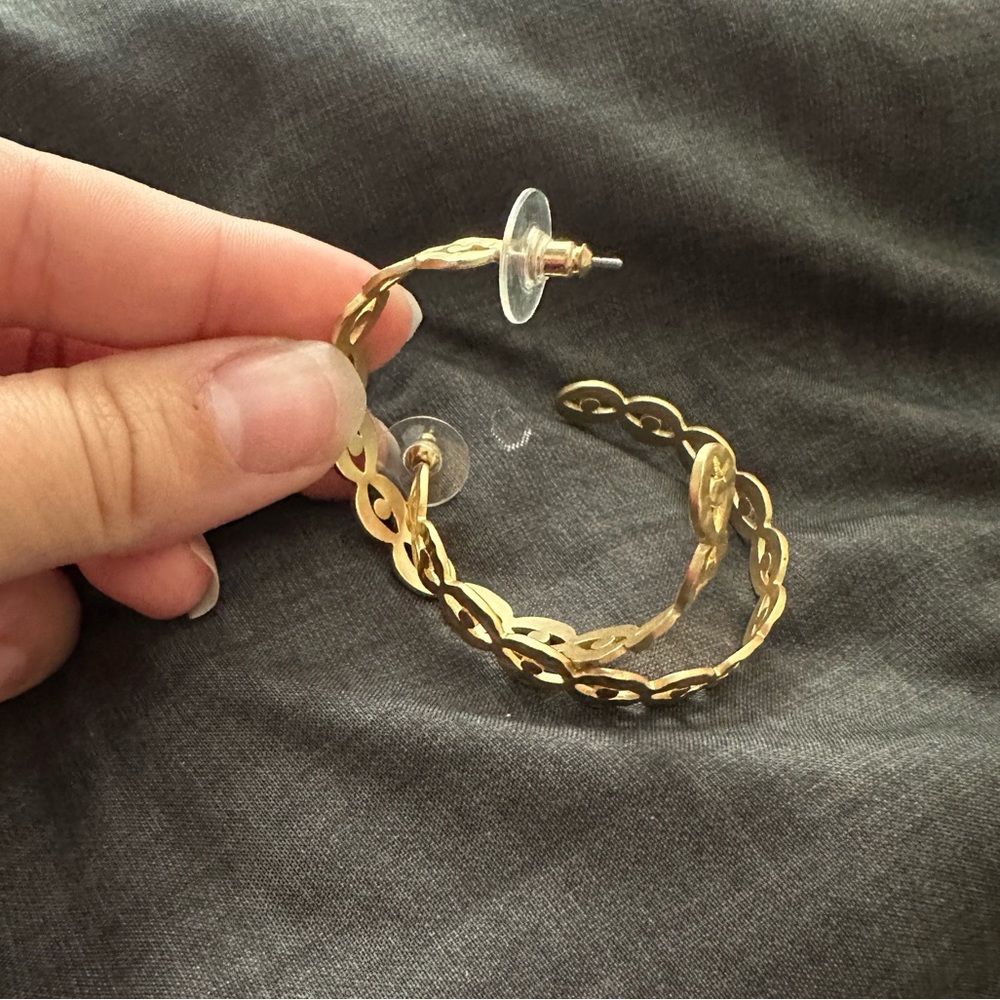Gold Stylish Hoops - Picture 2 of 2
